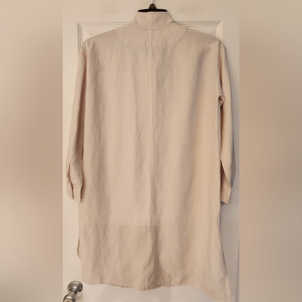 Eileen Fisher Ivory Long Button Front Coat - Picture 4 of 11
